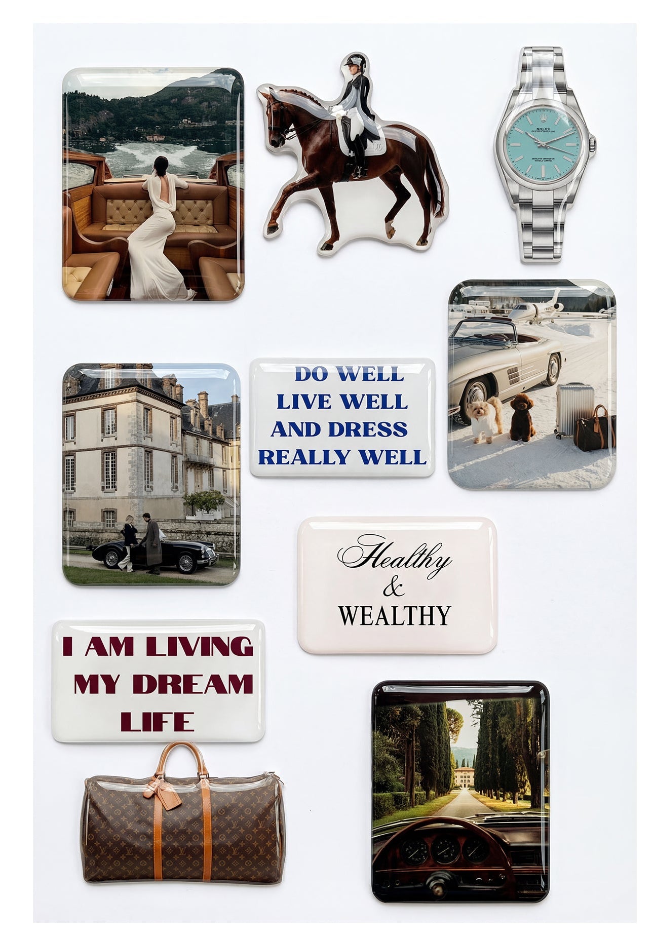 Old Money Aesthetic Manifestation 3D Sticker Set